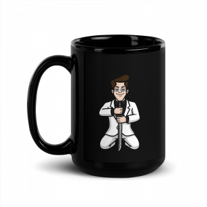 Late Night with Adonis Paul Black Glossy Mug - Samurai AP