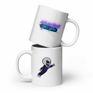 Late Night with Adonis Paul White glossy Mug - Monster Meep Jump